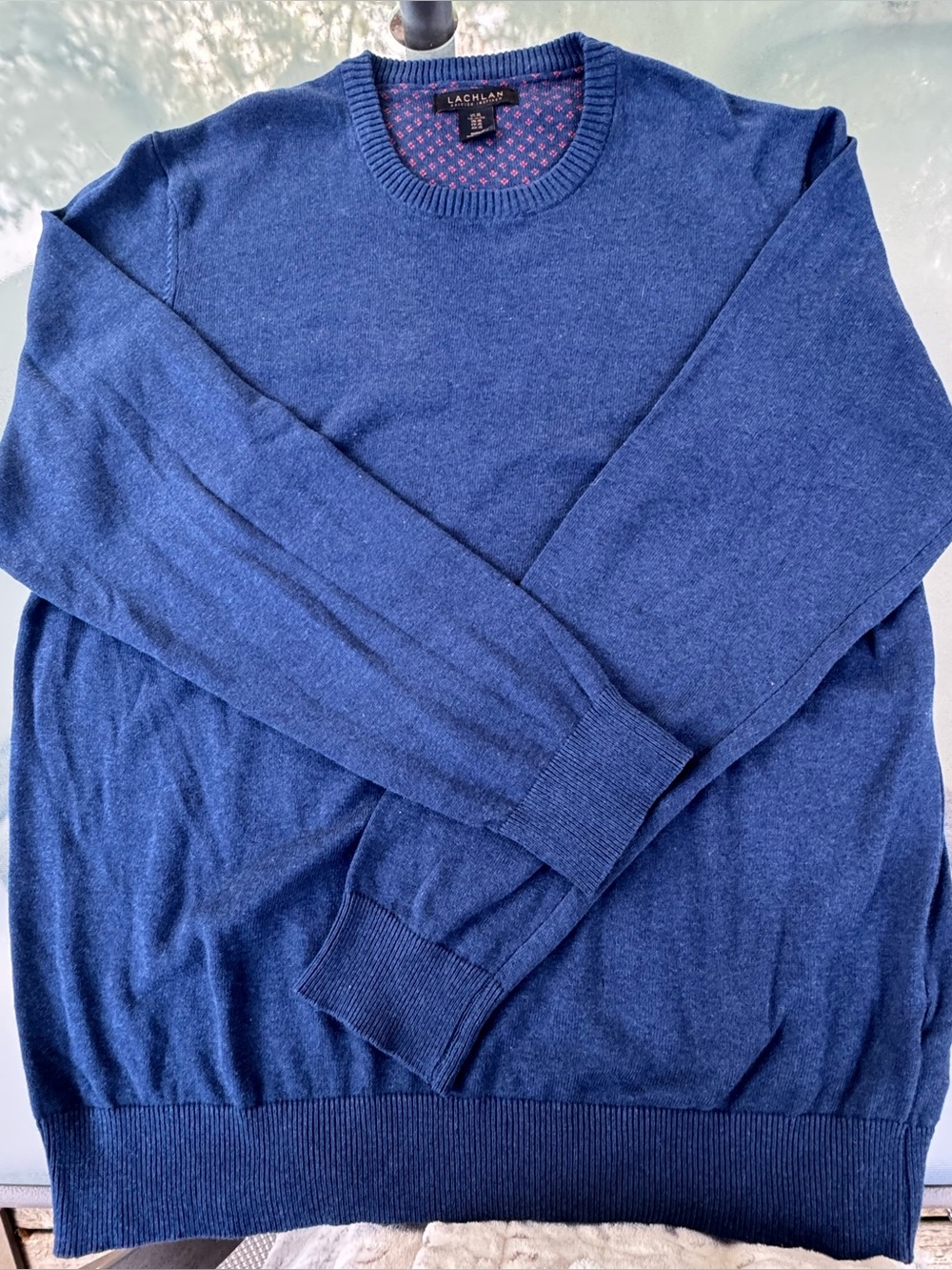 Lachlan Classic Cotton Crewneck Sweater in Indigo Blue, Size XL